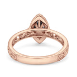 Halo Art Deco Bridal Wedding Engagement Ring Marquise Simulated Cubic Zirconia 925 Sterling Silver