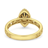 Halo Art Deco Bridal Wedding Engagement Ring Marquise Simulated Cubic Zirconia 925 Sterling Silver