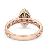 Halo Art Deco Bridal Wedding Engagement Ring Marquise Simulated Cubic Zirconia 925 Sterling Silver