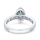 Halo Art Deco Bridal Wedding Engagement Ring Marquise Simulated Cubic Zirconia 925 Sterling Silver