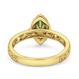 Halo Art Deco Bridal Wedding Engagement Ring Marquise Simulated Cubic Zirconia 925 Sterling Silver