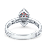 Halo Art Deco Bridal Wedding Engagement Ring Marquise Simulated Cubic Zirconia 925 Sterling Silver