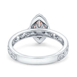Halo Art Deco Bridal Wedding Engagement Ring Marquise Simulated Cubic Zirconia 925 Sterling Silver