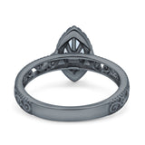 Halo Art Deco Bridal Wedding Engagement Ring Marquise Simulated Cubic Zirconia 925 Sterling Silver