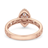 Halo Art Deco Bridal Wedding Engagement Ring Marquise Simulated Cubic Zirconia 925 Sterling Silver