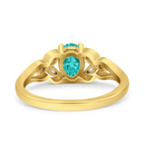 Oval Art Deco Bridal Wedding Engagement Ring Marquise Round Simulated Cubic Zirconia 925 Sterling Silver