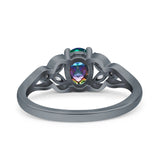 Oval Art Deco Bridal Wedding Engagement Ring Marquise Round Simulated Cubic Zirconia 925 Sterling Silver