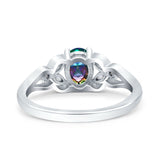 Oval Art Deco Bridal Wedding Engagement Ring Marquise Round Simulated Cubic Zirconia 925 Sterling Silver