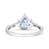 Teardrop Pear Art Deco Engagement Bridal Ring Triangle Simulated Cubic Zirconia 925 Sterling Silver