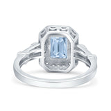 Art Deco Emerald Cut Wedding Bridal Ring Simulated Cubic Zirconia 925 Sterling Silver