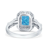 Art Deco Emerald Cut Wedding Bridal Ring Simulated Cubic Zirconia 925 Sterling Silver