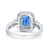 Art Deco Emerald Cut Wedding Bridal Ring Simulated Cubic Zirconia 925 Sterling Silver