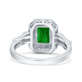 Art Deco Emerald Cut Wedding Bridal Ring Simulated Cubic Zirconia 925 Sterling Silver