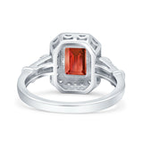 Art Deco Emerald Cut Wedding Bridal Ring Simulated Cubic Zirconia 925 Sterling Silver