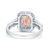 Art Deco Emerald Cut Wedding Bridal Ring Simulated Cubic Zirconia 925 Sterling Silver