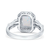 Art Deco Emerald Cut Wedding Bridal Ring Simulated Cubic Zirconia 925 Sterling Silver