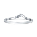 V Curve Baguette Band Eternity Ring Wedding Round Simulated Cubic Zirconia 925 Sterling Silver