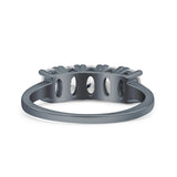 Half Eternity Ring Wedding Engagement Band Oval Simulated Cubic Zirconia 925 Sterling Silver