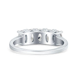 Half Eternity Ring Wedding Engagement Band Oval Simulated Cubic Zirconia 925 Sterling Silver