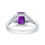 Emerald Cut Art Deco Bridal Wedding Engagement Ring Baguette Simulated Cubic Zirconia 925 Sterling Silver