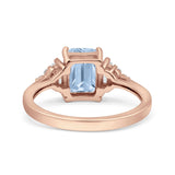Emerald Cut Art Deco Bridal Wedding Engagement Ring Baguette Simulated Cubic Zirconia 925 Sterling Silver