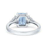 Emerald Cut Art Deco Bridal Wedding Engagement Ring Baguette Simulated Cubic Zirconia 925 Sterling Silver