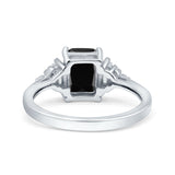 Emerald Cut Art Deco Bridal Wedding Engagement Ring Baguette Simulated Cubic Zirconia 925 Sterling Silver