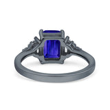 Emerald Cut Art Deco Bridal Wedding Engagement Ring Baguette Simulated Cubic Zirconia 925 Sterling Silver