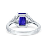 Emerald Cut Art Deco Bridal Wedding Engagement Ring Baguette Simulated Cubic Zirconia 925 Sterling Silver