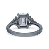 Emerald Cut Art Deco Bridal Wedding Engagement Ring Baguette Simulated Cubic Zirconia 925 Sterling Silver