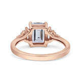 Emerald Cut Art Deco Bridal Wedding Engagement Ring Baguette Simulated Cubic Zirconia 925 Sterling Silver