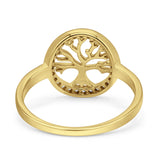 Tree of Life Wedding Ring Halo Round Pave Simulated Cubic Zirconia 925 Sterling Silver