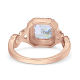 Halo Solitaire Asscher Wedding Ring Infinity Simulated Cubic Zirconia 925 Sterling Silver