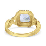 Halo Solitaire Asscher Wedding Ring Infinity Simulated Cubic Zirconia 925 Sterling Silver