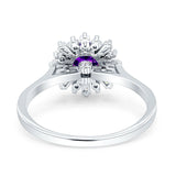 Art Deco Wedding Bridal Ring With Baguette And Round Simulated Cubic Zirconia Stones 925 Sterling Silver