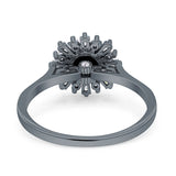 Art Deco Wedding Bridal Ring With Baguette And Round Simulated Cubic Zirconia Stones 925 Sterling Silver