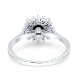Art Deco Wedding Bridal Ring With Baguette And Round Simulated Cubic Zirconia Stones 925 Sterling Silver