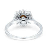 Art Deco Wedding Bridal Ring With Baguette And Round Simulated Cubic Zirconia Stones 925 Sterling Silver
