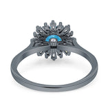 Art Deco Wedding Bridal Ring With Baguette And Round Simulated Cubic Zirconia Stones 925 Sterling Silver