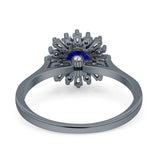 Art Deco Wedding Bridal Ring With Baguette And Round Simulated Cubic Zirconia Stones 925 Sterling Silver