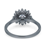 Art Deco Wedding Bridal Ring With Baguette And Round Simulated Cubic Zirconia Stones 925 Sterling Silver