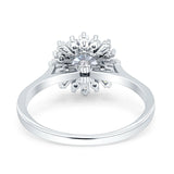 Art Deco Wedding Bridal Ring With Baguette And Round Simulated Cubic Zirconia Stones 925 Sterling Silver