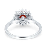 Art Deco Wedding Bridal Ring With Baguette And Round Simulated Cubic Zirconia Stones 925 Sterling Silver
