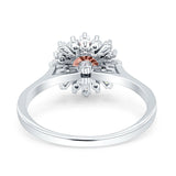 Art Deco Wedding Bridal Ring With Baguette And Round Simulated Cubic Zirconia Stones 925 Sterling Silver