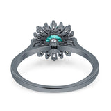 Art Deco Wedding Bridal Ring With Baguette And Round Simulated Cubic Zirconia Stones 925 Sterling Silver