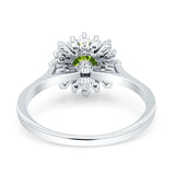 Art Deco Wedding Bridal Ring With Baguette And Round Simulated Cubic Zirconia Stones 925 Sterling Silver