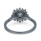 Art Deco Wedding Bridal Ring With Baguette And Round Simulated Cubic Zirconia Stones 925 Sterling Silver