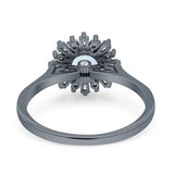 Art Deco Wedding Bridal Ring With Baguette And Round Simulated Cubic Zirconia Stones 925 Sterling Silver