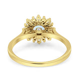 Art Deco Wedding Bridal Ring With Baguette And Round Simulated Cubic Zirconia Stones 925 Sterling Silver