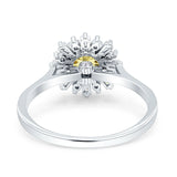 Art Deco Wedding Bridal Ring With Baguette And Round Simulated Cubic Zirconia Stones 925 Sterling Silver